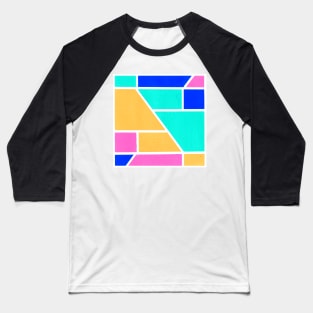 Inverted Blue Yellow Pink Geometric Abstract Acrylic Painting Baseball T-Shirt